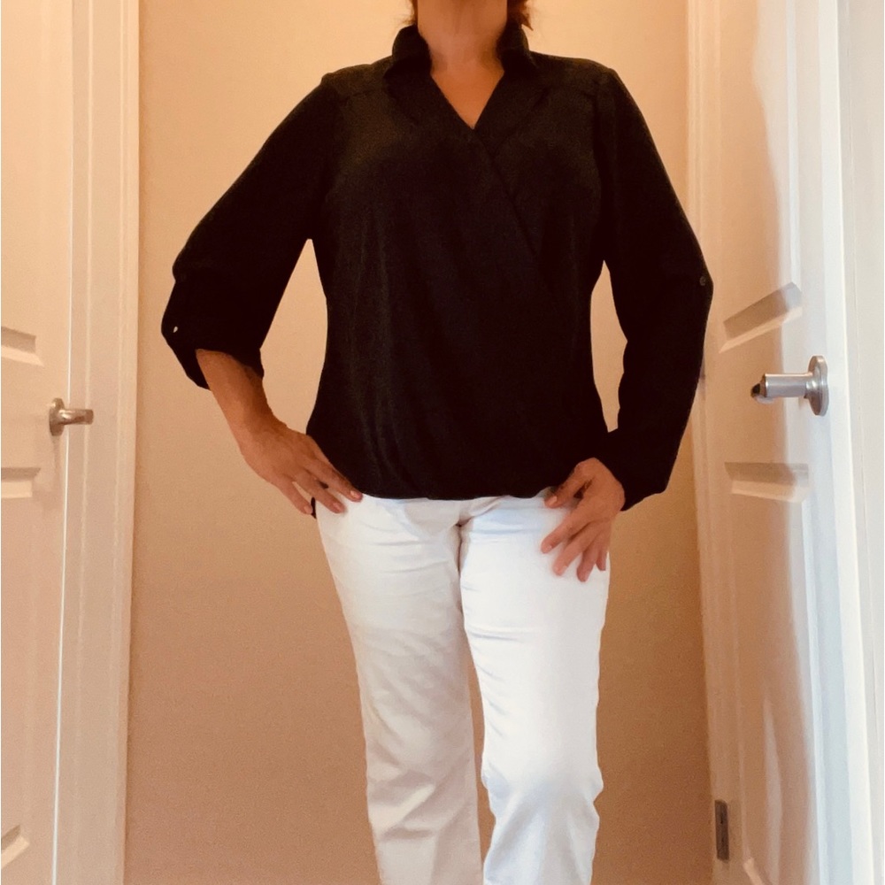 Black crossover blouse Sz L
